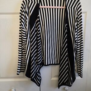 Alfani Black and White Striped Sweater Shrug